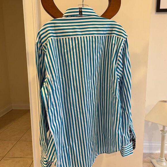 Robert Graham blue striped button down size XL - Picture 3 of 9